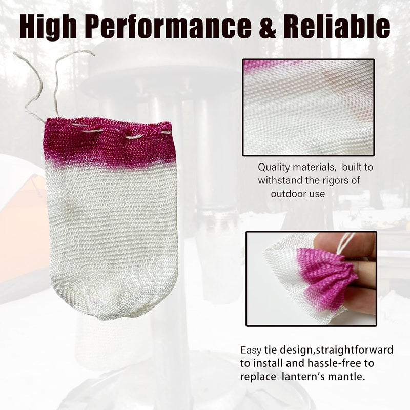 hom&us 20-Pack Propane Lantern Mantles- U-Shape Design for Propane Lamps-String Tie for Outdoor Camping Lanterns - Image 3